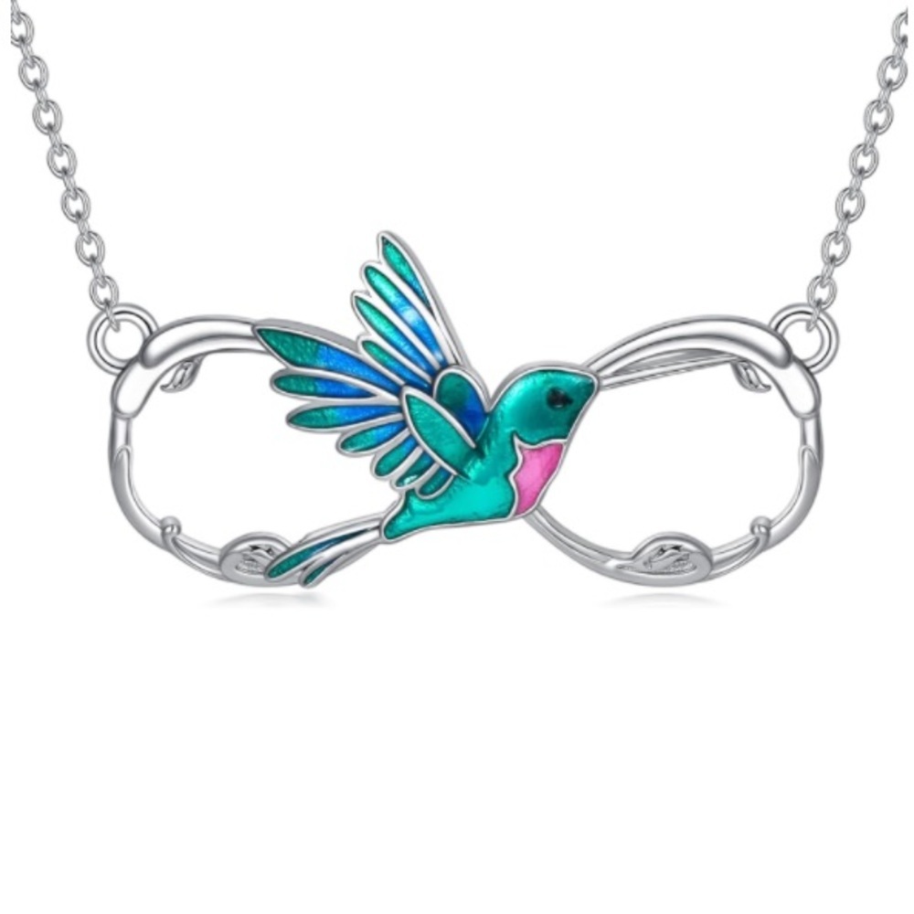 18k Hummingbird Infinity Love Necklace
